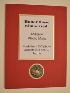 Single Opening Military Matting MARINE CORPS DOUBLE MAT & COIN Fits 9x12 Frame - Imagen 1 de 2