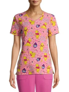 Winnie The Pooh Bear Disney Scrub Top Shirt Women's Size Small M Large NWT NEW - Picture 1 of 6