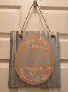 Easter Spring Decor Wreath Sign Colorful Pastel Colors Indoor Outdoor Door Wall - Picture 1 of 3
