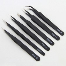 Kit 6 Pinzette Antistatico Antimagnetico Precisione per Computer Elettroni