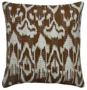 Funda de cojín de algodón hecha a mano Indian Throws Kantha funda de almohada sofá 16x16 pulgadas - Imagen 1 de 3