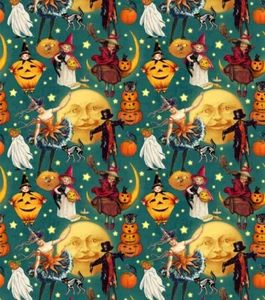 HALLOWEEN TREATS & SWEETS PRINT 100% COTTON FABRIC 24X44 INCHES - Picture 1 of 2