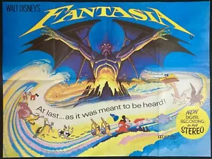 Fantasia Original Quad Movie Cinema Poster Mickey Mouse Walt Disney 1980s RR - Picture 1 of 9