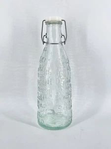 San Miguel Recycled Glass Green H2O Font Water Bottle Metal Stopper Spain - Picture 1 of 8