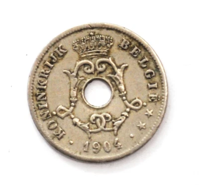 1904 Belgium 10 Ten Centimes Copper Nickel Coin KM# 53 - Image 1 of 2
