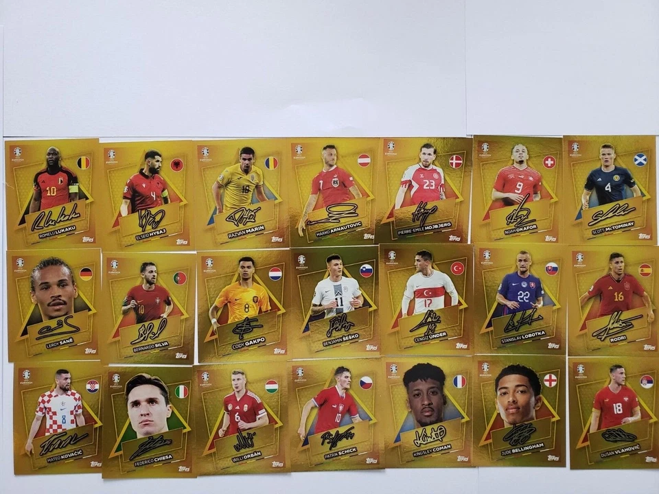 2024 Topps UEFA Euro Cup Gold Foil Star Signature Stickers Choose Your Player