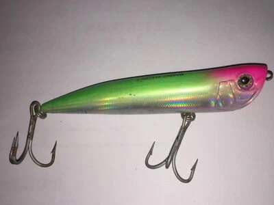 "Señuelo Duel Aile Magnet System Topwater Popper plateado Chartreuse rosa 5""" Foto 1 de 2