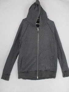 Lululemon Jacket Womens 10 Black White Polka Dot Hooded Running Gym Zip - Picture 1 of 23
