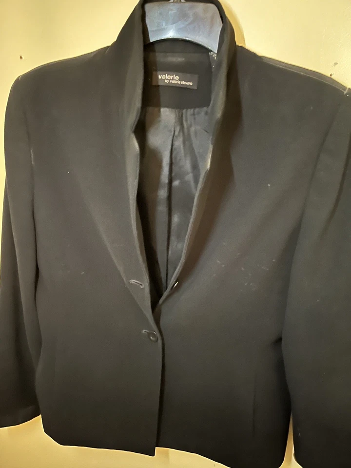 Blazer chaqueta forrada negra vintage Petite Valerie Stevens para mujer talla 6P Foto 1 de 4