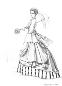 ACEO PRINT OF ORIGINAL DRAWING ELEGANT LADY WOMAN FEMALE PORTRAIT FASHION ART - Picture 1 of 1