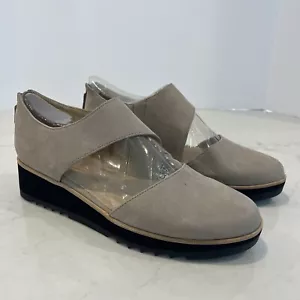 Eileen Fisher Womens 9.5 Leather Cutout Taupe Platform Flats Shoes Closed Toe - Picture 1 of 12