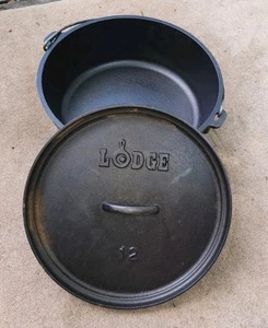 Lodge #12 Dutch Oven with Lid & 3 Legs Seasoned Cast Iron & Lid USA - Picture 1 of 7