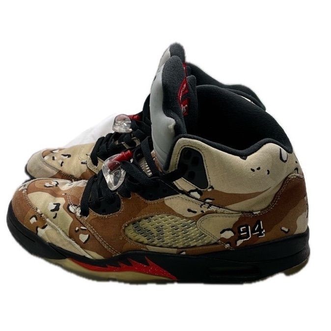 Supreme × Nike Air Jordan 5 28cm Nike Air Jordan 5 Retro Supreme Black Red Men's Shoes 824371