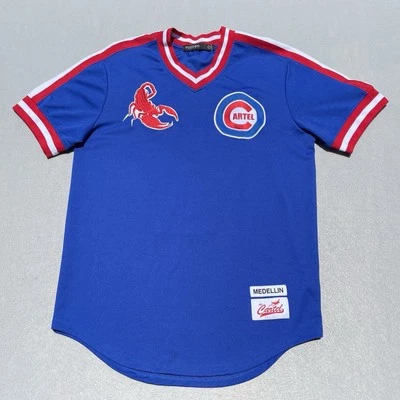 Hudson Cartel Medellin Pablo Escobar Jersey Blue Red 100% Polyester Mens Size L - Image 1 of 4