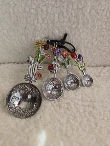Ganz 4-Piece Set - Colorful Flower Bouquet Enameled Measuring Spoons - Picture 1 of 5