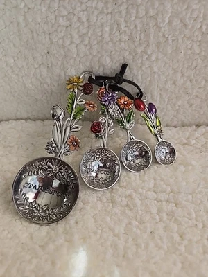 Ganz 4-Piece Set - Colorful Flower Bouquet Enameled Measuring Spoons - Image 1 of 4