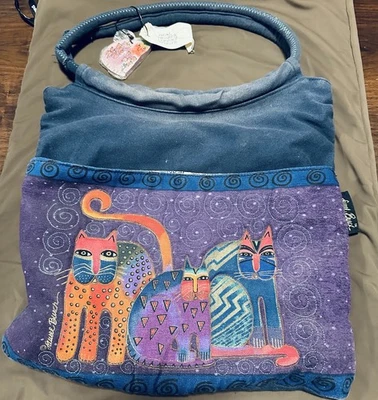 Laurel Burch TRIBAL CATS Hobo Bag 13x13” vintage new with tags imperfect - Image 1 of 4