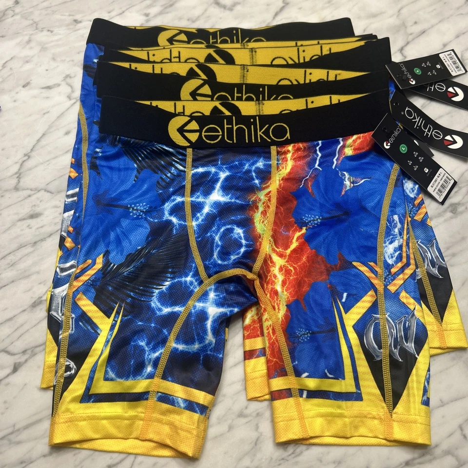 Calzoncillos boxer grandes Ethika para niños jóvenes nuevos con etiquetas ropa interior gráfica de lava azul brillante Foto 1 de 4