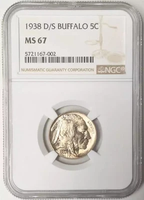 1938 D/S Buffalo Nickel NGC MS-67 - Image 1 of 2