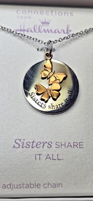 Connections Hallmark Sisters Share it All Stainless Steel Necklace Butterflies - Image 1 of 4
