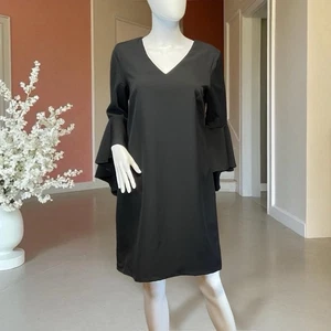 Vestido recto Roz & Ali elegante negro manga campana talla 10 para mujer nuevo con etiquetas valor $54 - Imagen 1 de 3
