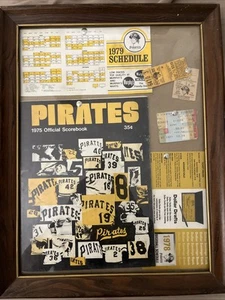1970er gerahmte Pittsburgh Pirates Memorabilia Ticket Stubs Regen Schecks Zeitpläne - Bild 1 von 8