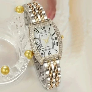 Luxury Rhinestone Women’s Quartz Watch Roman Dial Casual Wristwatch - Picture 1 of 18