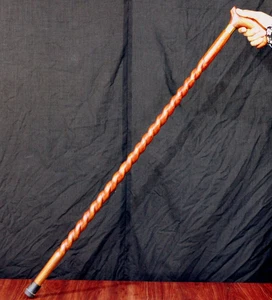 Einteiliger Spiral Gehstock aus Holz 36 cm Unisex handgeschnitzt Gehstock - Bild 1 von 12