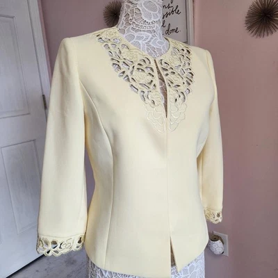 Nuevo sin etiquetas Blazer Amarillo Pastel Tahari Aruthur Levine Luxe Corte Manga 3/4 8 TT44 Foto 1 de 4