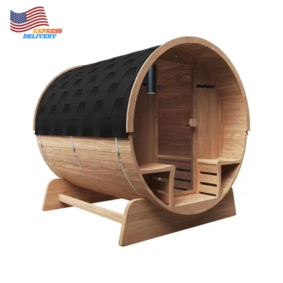 Calentador eléctrico para 4 personas exterior barril de cedro sauna de vapor toldo delantero porche Foto 1 de 4