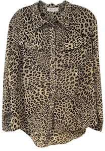VINCE CAMUTO Blouse Leopard Animal Print Quiet Luxury M Long Sleeves - Picture 1 of 8