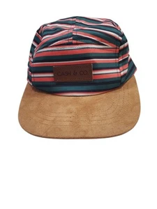 Cash & Co Child Toddler Hat Cap 5 Panel Snapback Striped  Faux  Suede Summer S/M - Picture 1 of 10