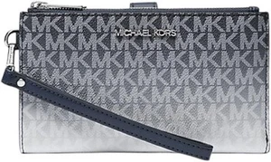 Michael Kors Jet Set Travel Large Double Zip Wristlet Phone Wallet Navy Ombré. - Picture 1 of 4