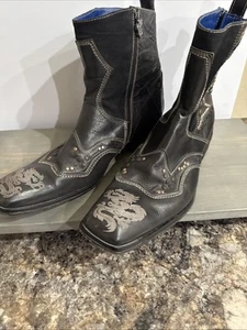 Mark Nason RARE Studded Half Cross Mens Boots Size 11 Dragon Motif - Picture 1 of 23