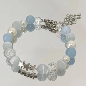 Sweet Pentagram Pearl Beaded Bracelets Star Blue Glass Ball Bracelets Jewelry` - Picture 1 of 9