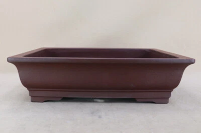Japanese Bonsai Pot Tokoname KOSHOSEN 14.6"(37cm) Brown Unglazed Rectangle I327 - Image 1 of 4