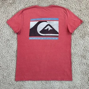 QUIKSILVER Red Double-Sided Logo Graphic-Print Short-Sleeve Crew Neck Tee Mens M - Picture 1 of 17