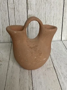 Vintage Hand Made Pottery Double Vase Terracotta Wedding Vase Primitive Natural - Picture 1 of 5