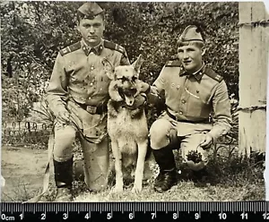 Cariñosos Hombres Jóvenes Atractivos Lindos Soldados con Perro #352 - Imagen 1 de 3