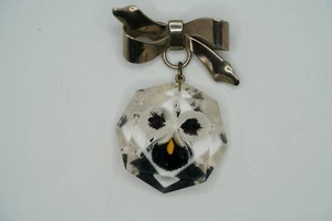 Broche flor orquídea acrílico color plata vintage 5,5 cm - Imagen 1 de 4