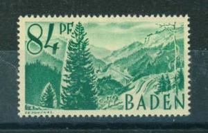 Germany 1947 French Zone Baden 84pf green stamp. MNH. Sg FB12 - Picture 1 of 2
