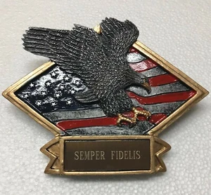 Targa "Semper Fidelis" Marines Motto Aquila Calva e Bandiera - Foto 1 di 2