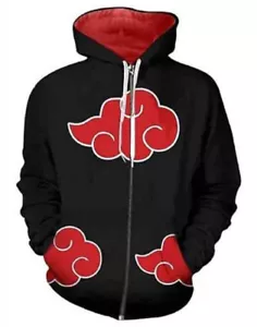 Naruto Anime Akatsuki Itachi Black Hoodie Cosplay Ainiel Men's Varsity Jacket M - Picture 1 of 7