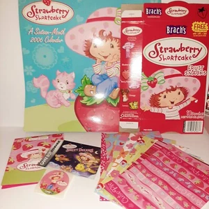 Strawberry Shortcake Y2K Ephemera Lot Calendar Booklet Fruit Snacks Box Sticker+ - Picture 1 of 16