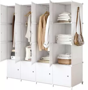 Tragbarer Kleiderschrank Platzsparender Modularer Kunststoffschrank Weiß - Picture 1 of 7