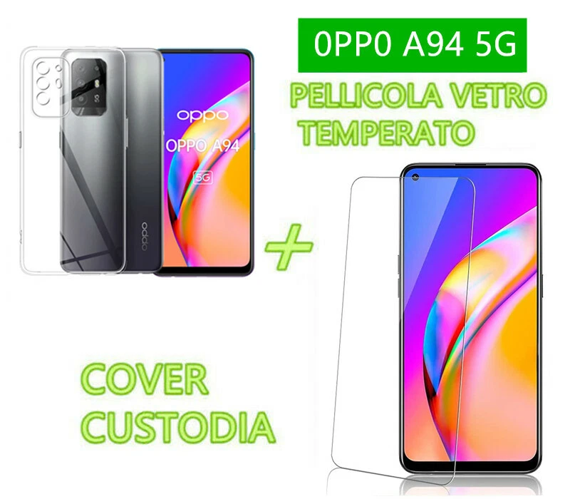 COVER CUSTODIA PELLICOLA VETRO TEMPERATO PER OPPO A94 5G - Immagine 1 di 1