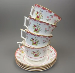 Set of 4 Wedgwood BIANCA Williamsburg China Cup And Saucers EUC - Picture 1 of 11
