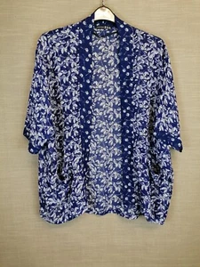 Atmosphere Blue Floral Sheer Kimono Style Jacket Size XS - Picture 1 of 13