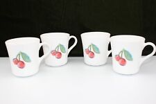 Glass Set of 4 Corning Ware Coffee Mugs Fruit Basket  - Cherries & Apples
