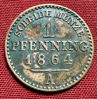 1864-A German States (Prussia) 1 Pfenning -  William I - KM#480 - Rare Find! - Image 1 of 2